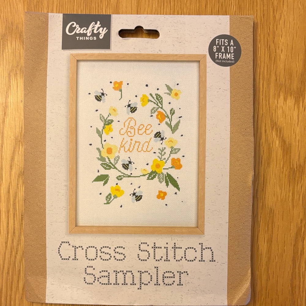 Bee Kind Cross Stitch Sampler - Yellow & Green